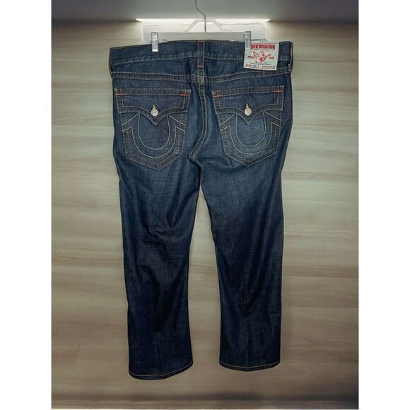 True Religion Billy  Seat 34 Jeans Size 38‎ Orange and Yellow Stitching EUC - Picture 2 of 13